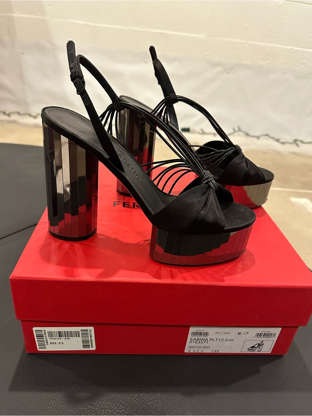 Salvatore Ferragamo Black Sabina Platform Heels